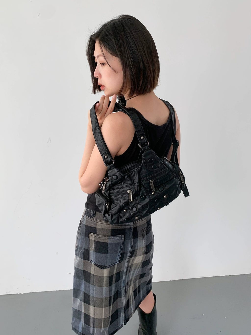 BINGBONG Shoulder Messenger Bag Y2k Soft Leather Underarm Bag