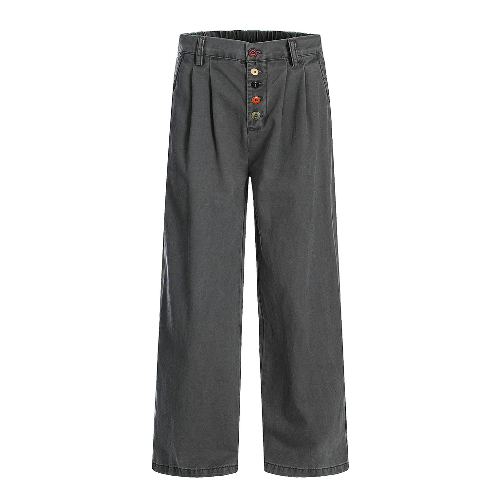 "Clearance"BTSG Niche Color Breasted Design Wide-leg Slacks