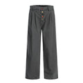 BTSG Niche Color Breasted Design Wide-leg Slacks