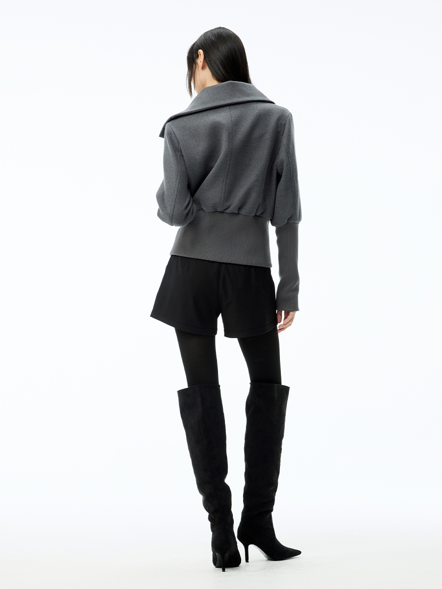 JCAESAR WOMEN Threaded-sleeved Woolen Jacket