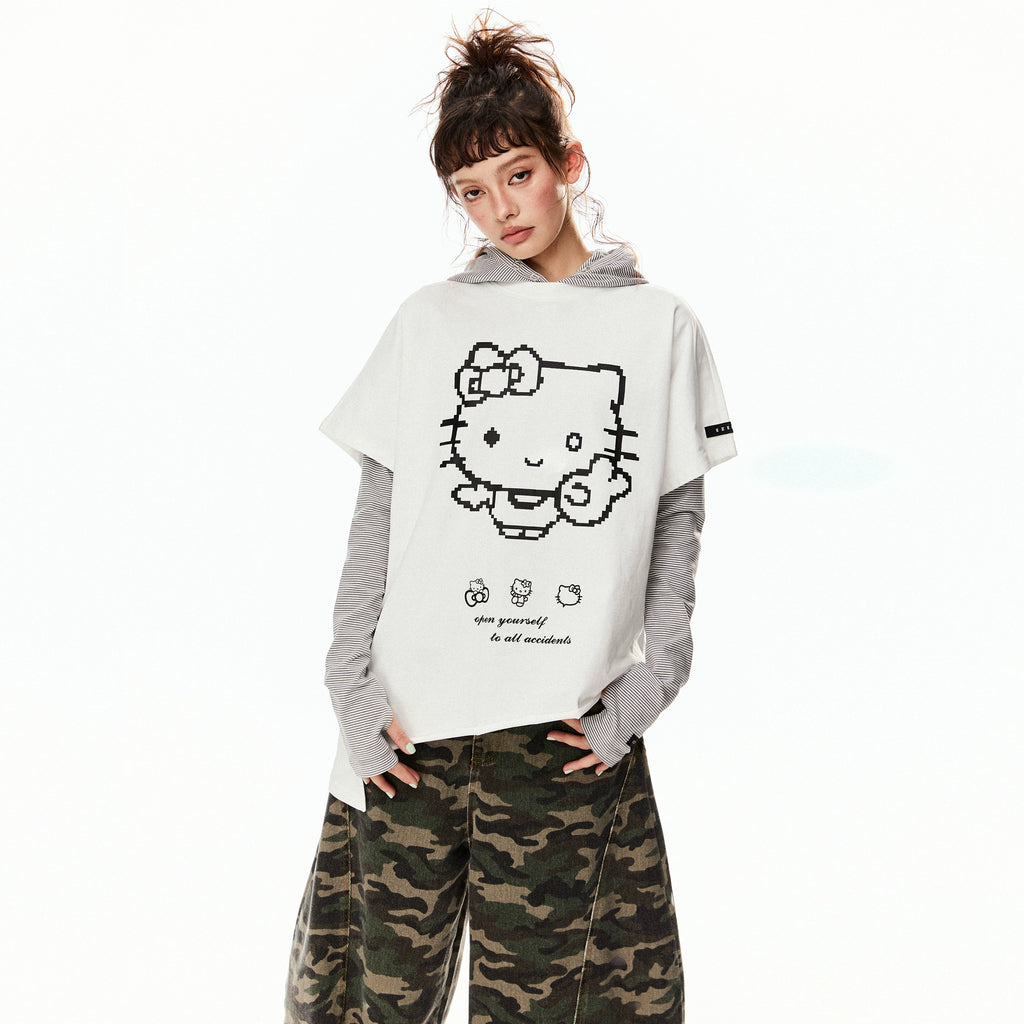 EZEK Cat Print Irregular Loose Tee