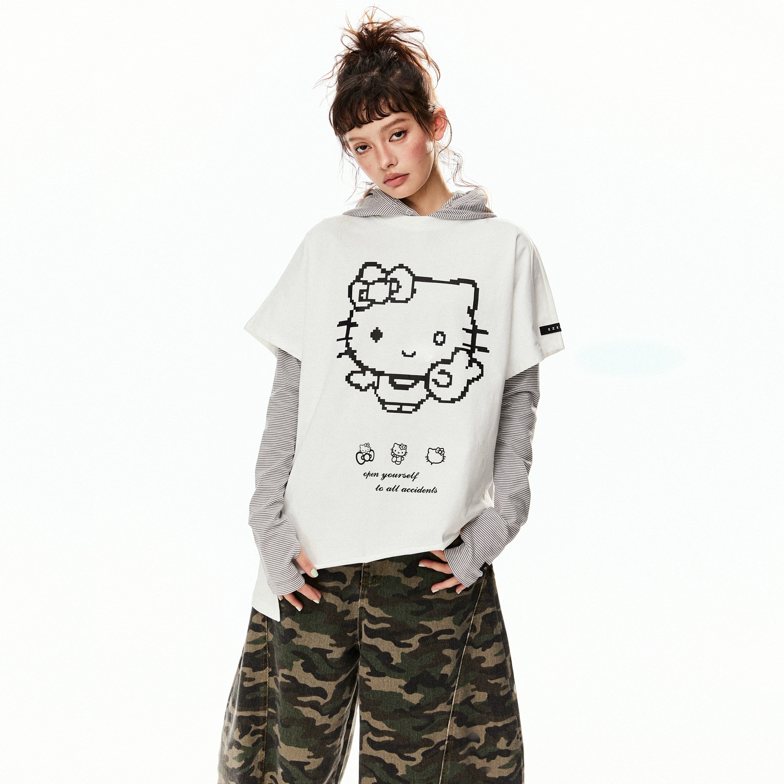 EZEK Cat Print Irregular Loose Tee