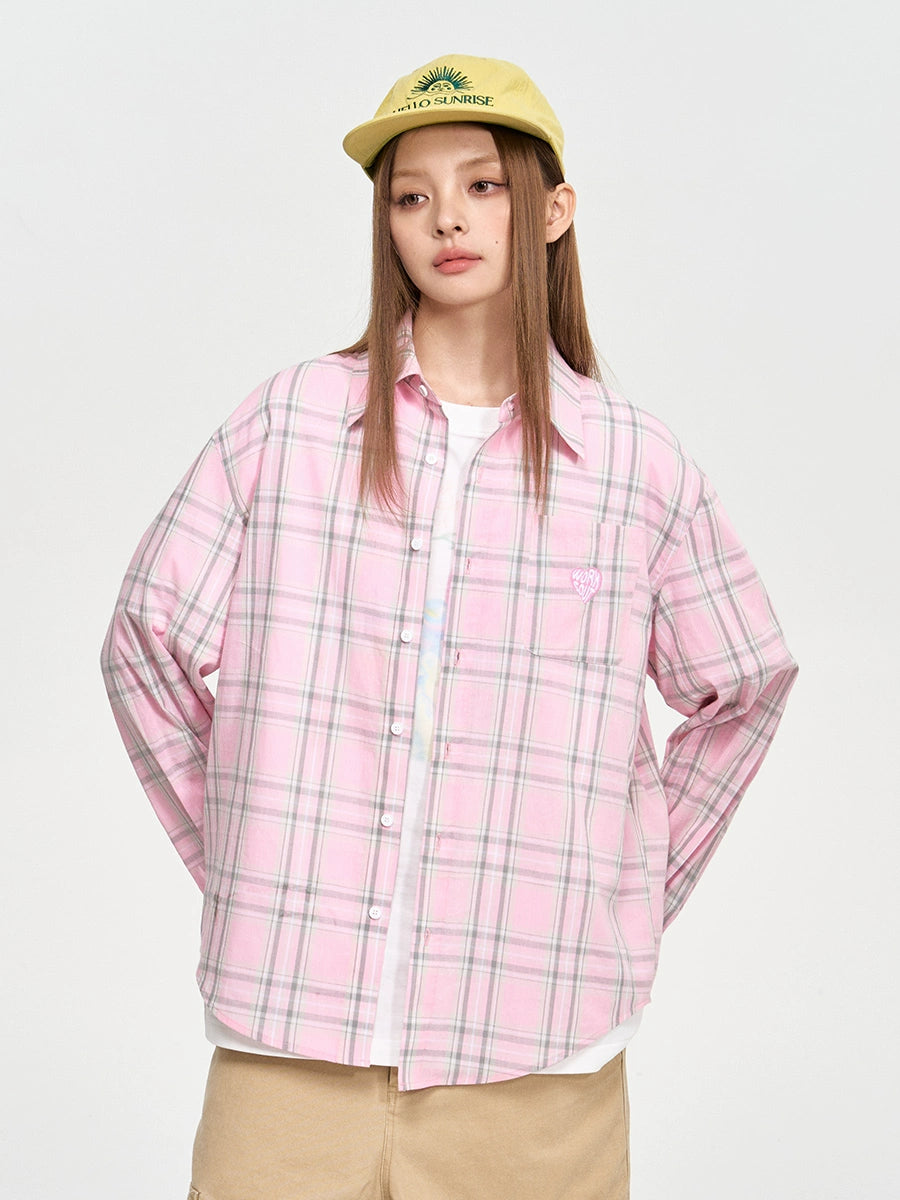 NICEBAD Contrasting Plaid Light Long-sleeved Shirt
