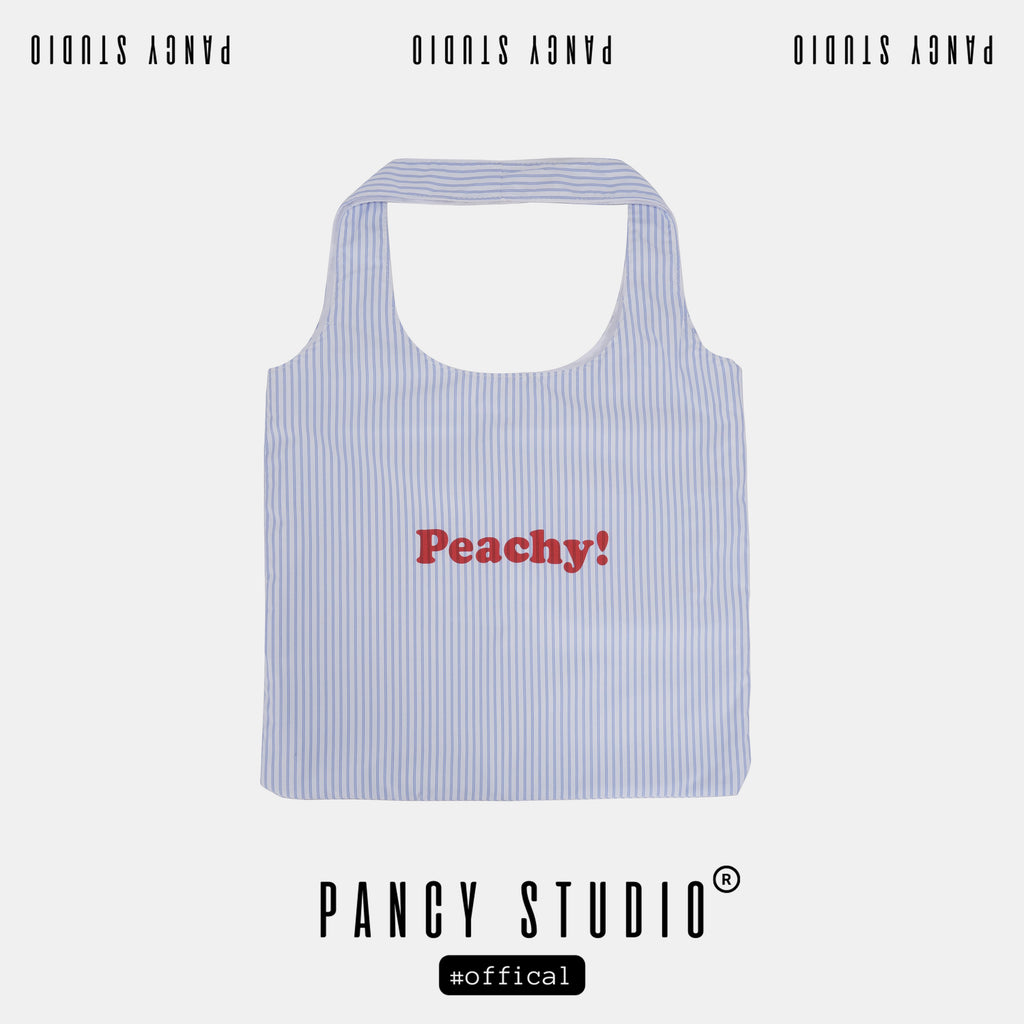 PANCY Letter Striped Canvas Bag Large Capacity