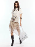 2th Desire Crew Neck Shoulder Casual Tee