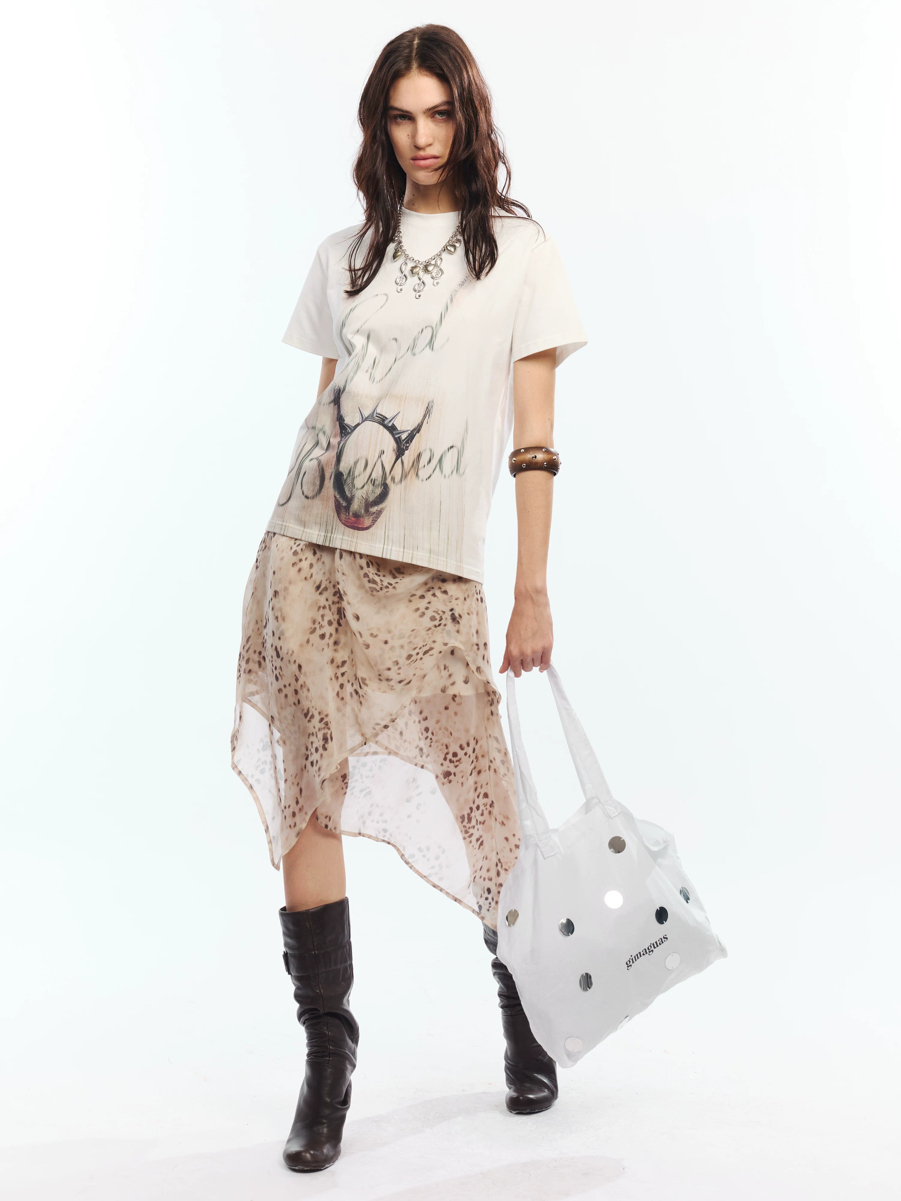 2th Desire Crew Neck Shoulder Casual Tee