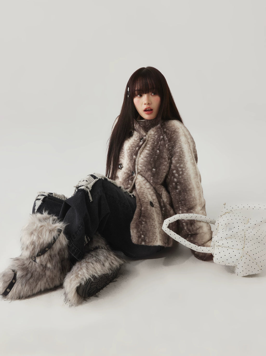 Eeee Faux Fur Breasted Plush Jacket
