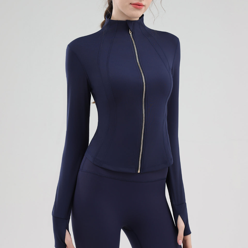 TIANQINGSE Stand-up Collar Windproof Zipper Slim-fit Sports Jacket