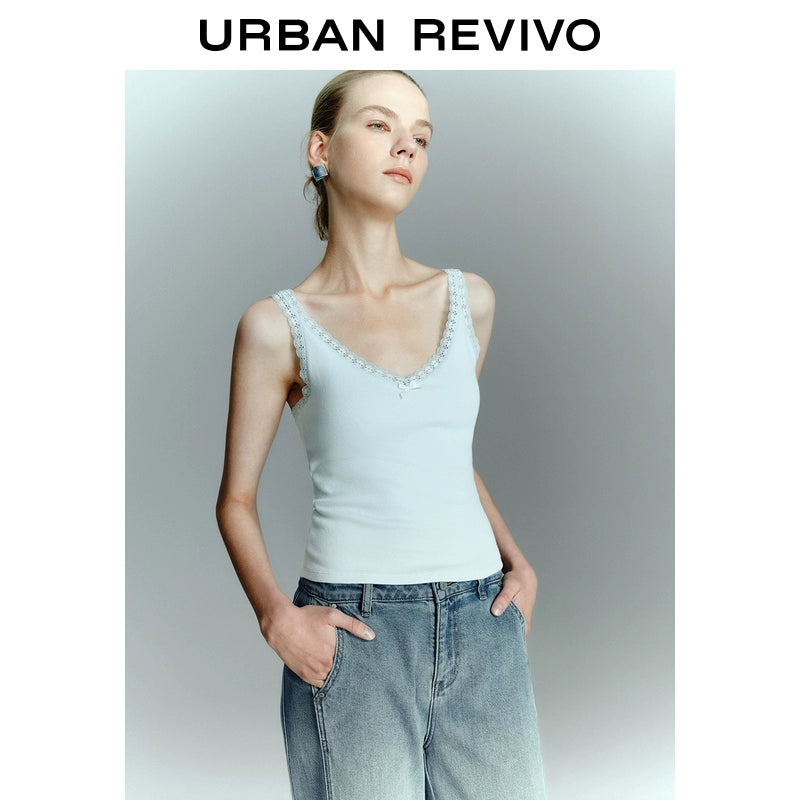 URBAN REVIVO Ballet Splicing Lace Bow Suspender