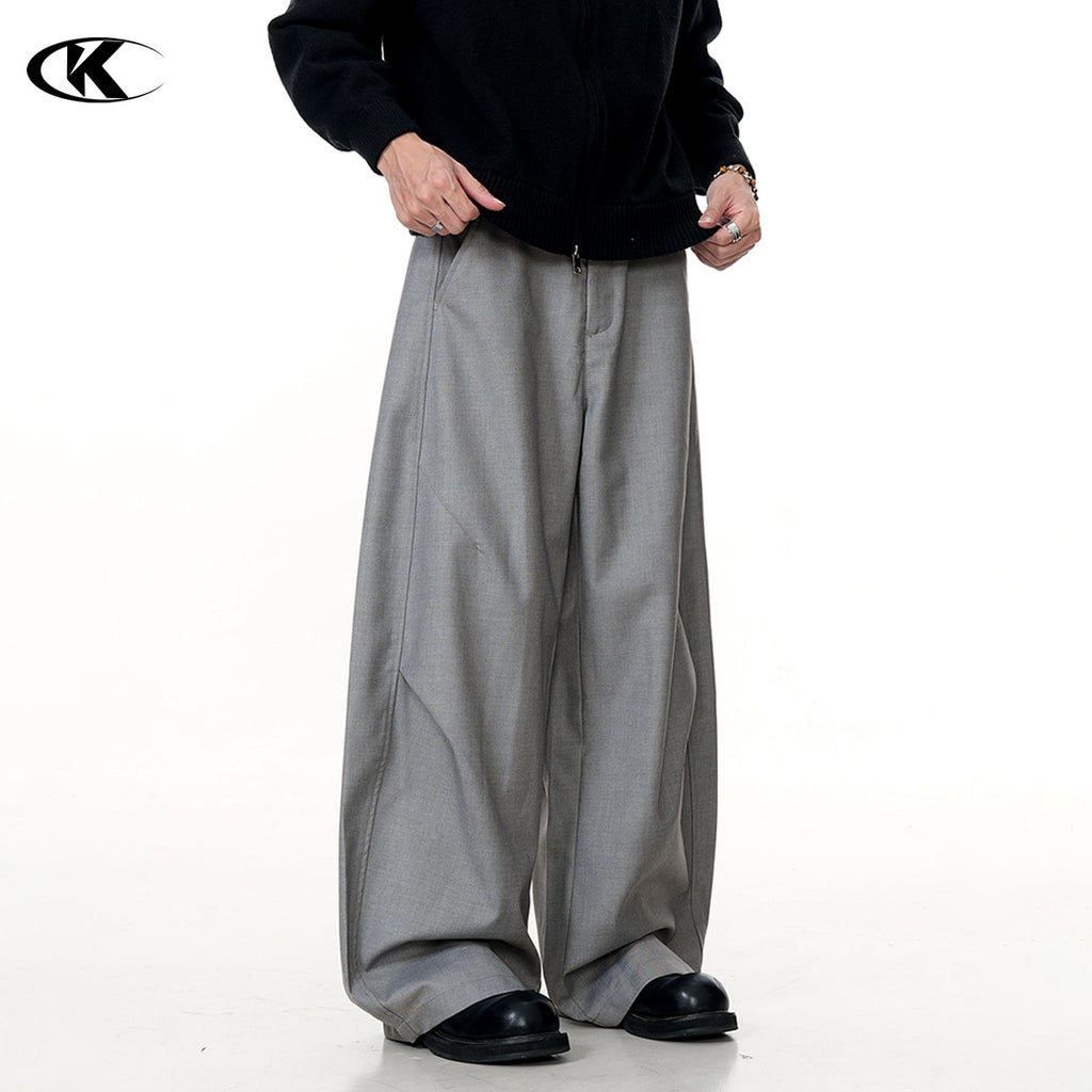 11KN Vintage Pleated Loose Straight Wide Leg Casual Pants