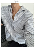 COLN Loose Lazy Slack Striped Shirt