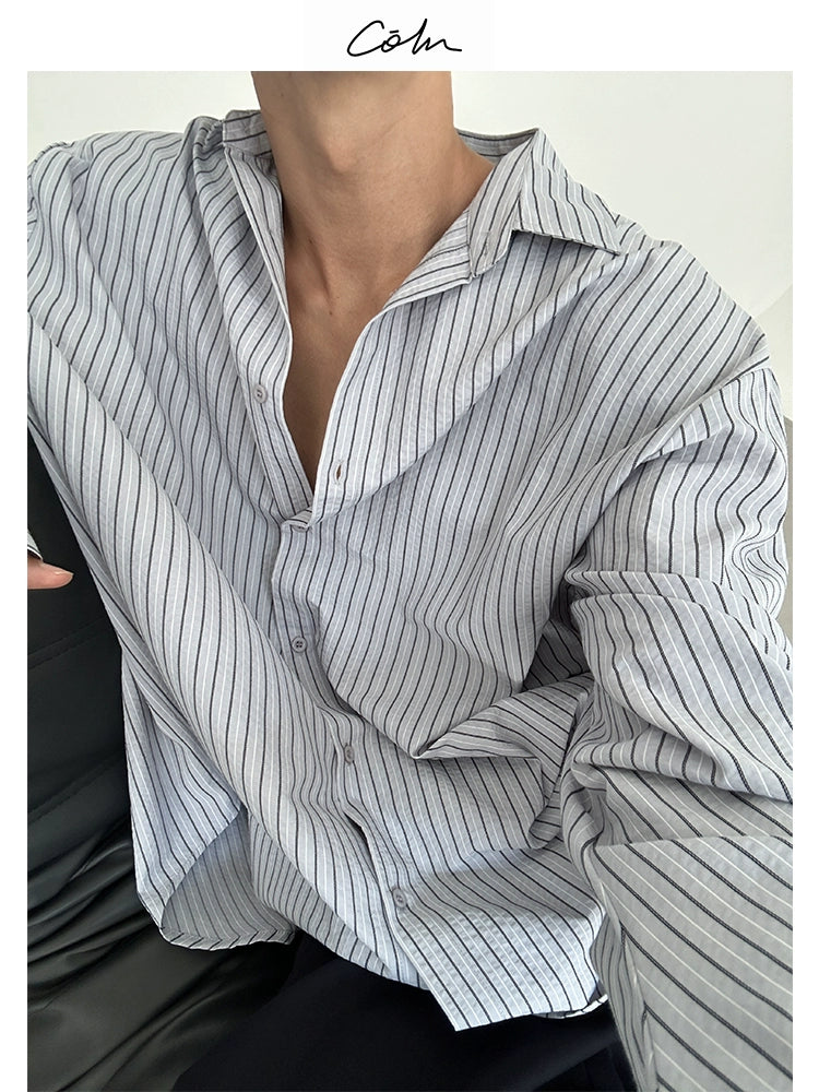 COLN Loose Lazy Slack Striped Shirt