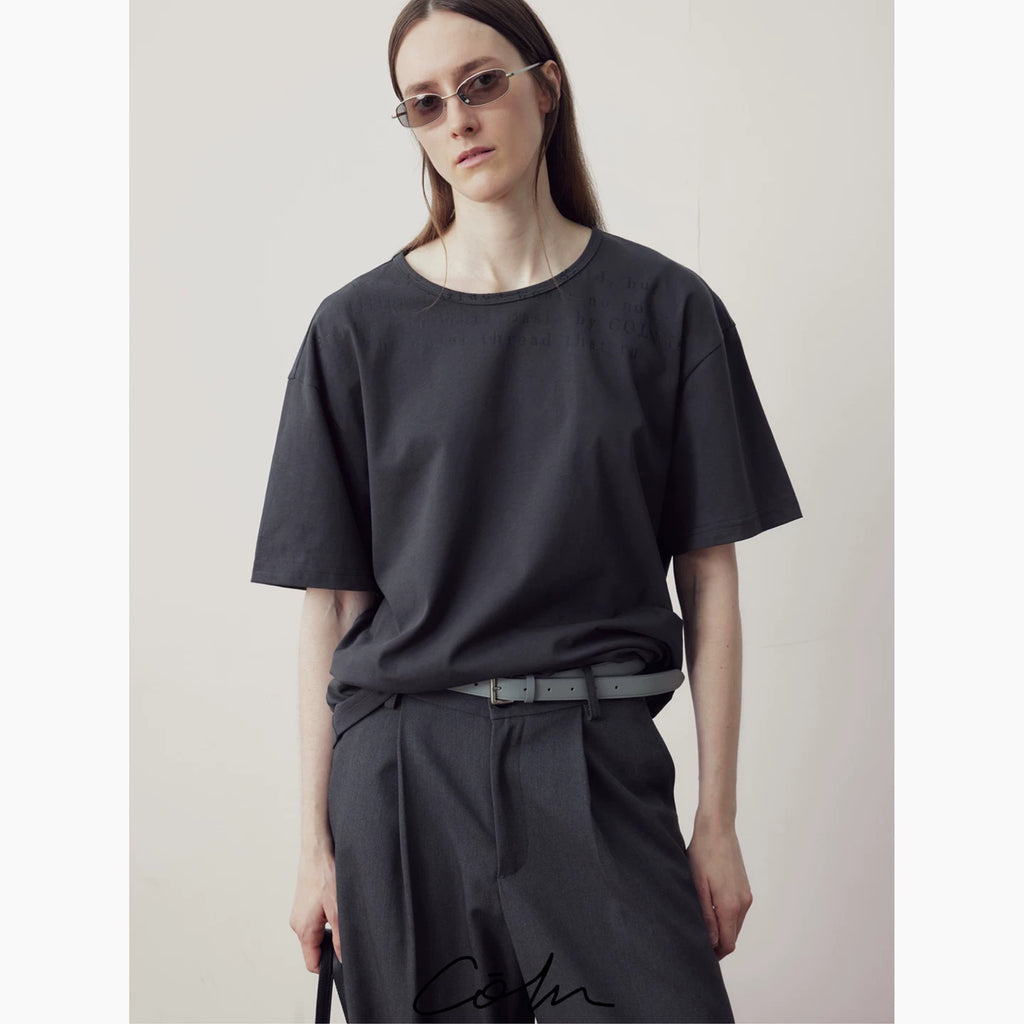 COLN Letter Print Loose Casual Tee
