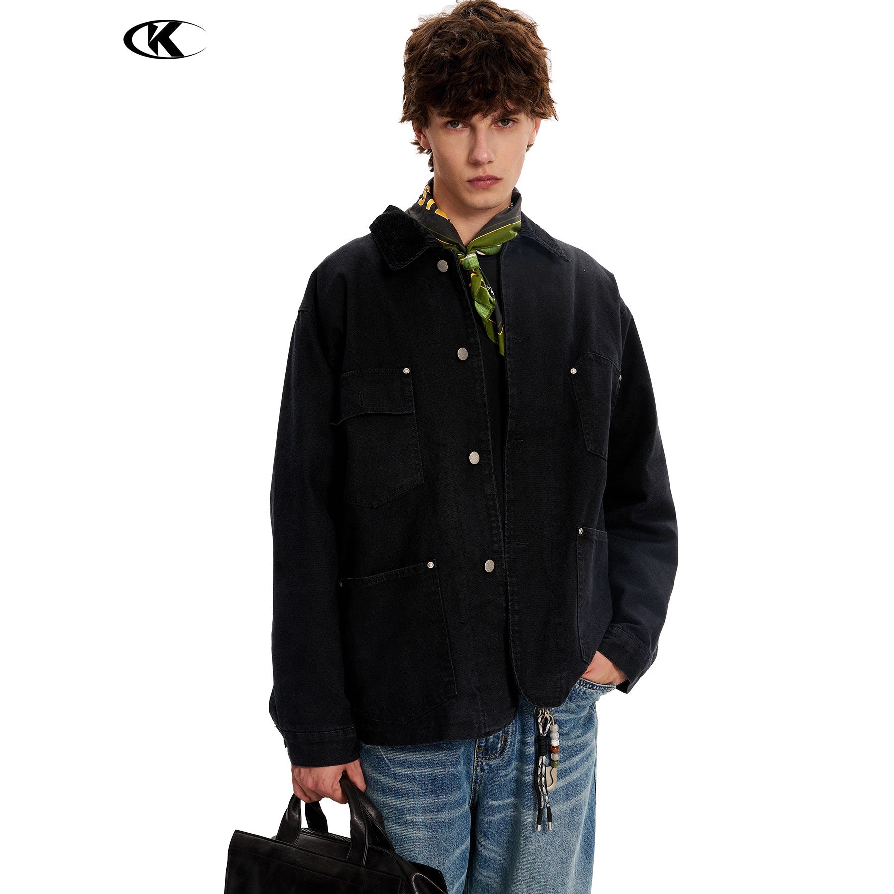 11KN Retro Wick Lapel Three-dimensional Canvas Jacket