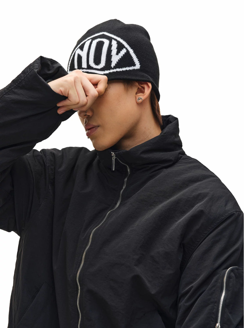 NOVACAM Jacquard LOGO Contrasting Color Knitted Wool Cold Hat