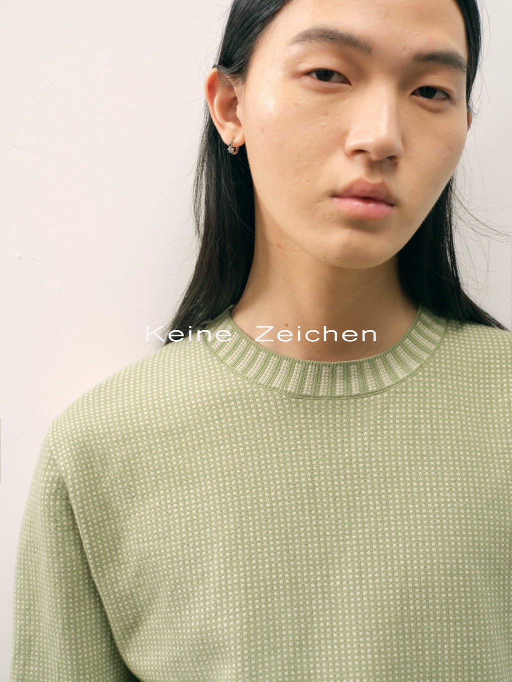 NO LOGO Fine Plaid Corrugated Jacquard Knitted Sweater