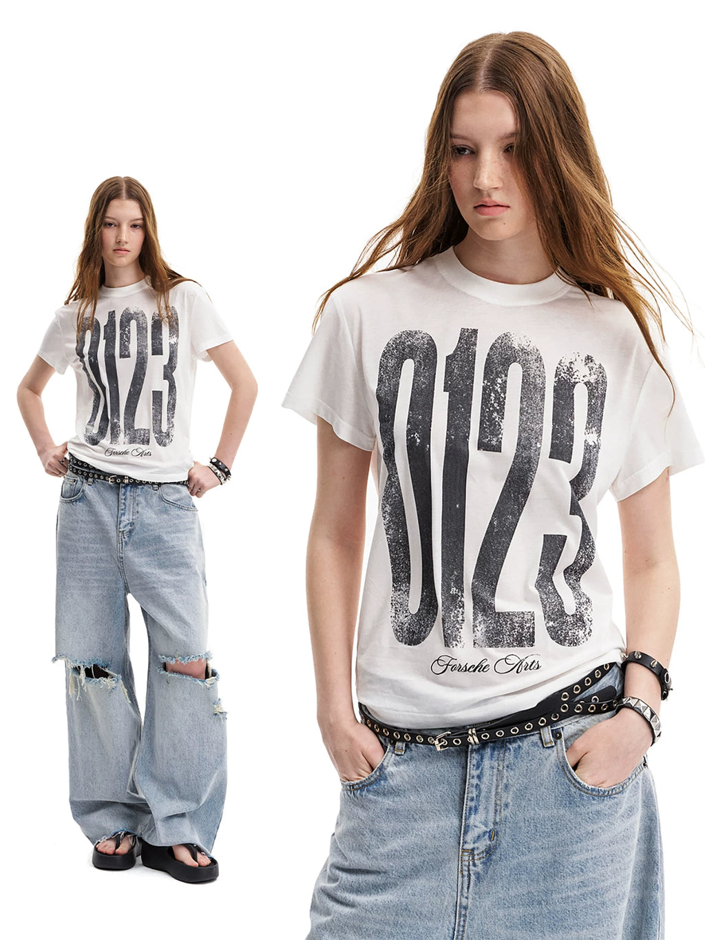 0123Start Retro Old Digital Spray Paint Printing Tee