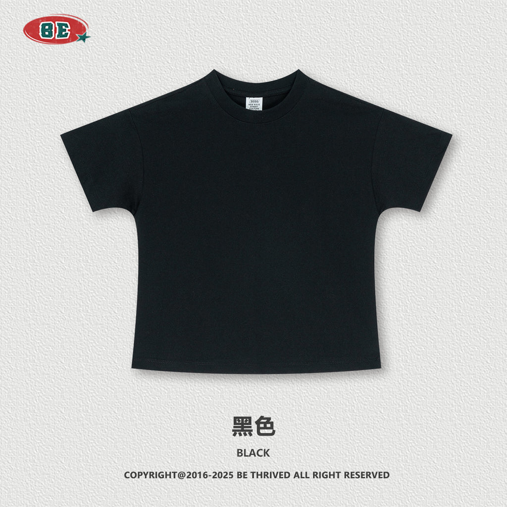 BE Women's Pure Cotton Solid Color 305G Casual Sports Slim Fit T-Shirt