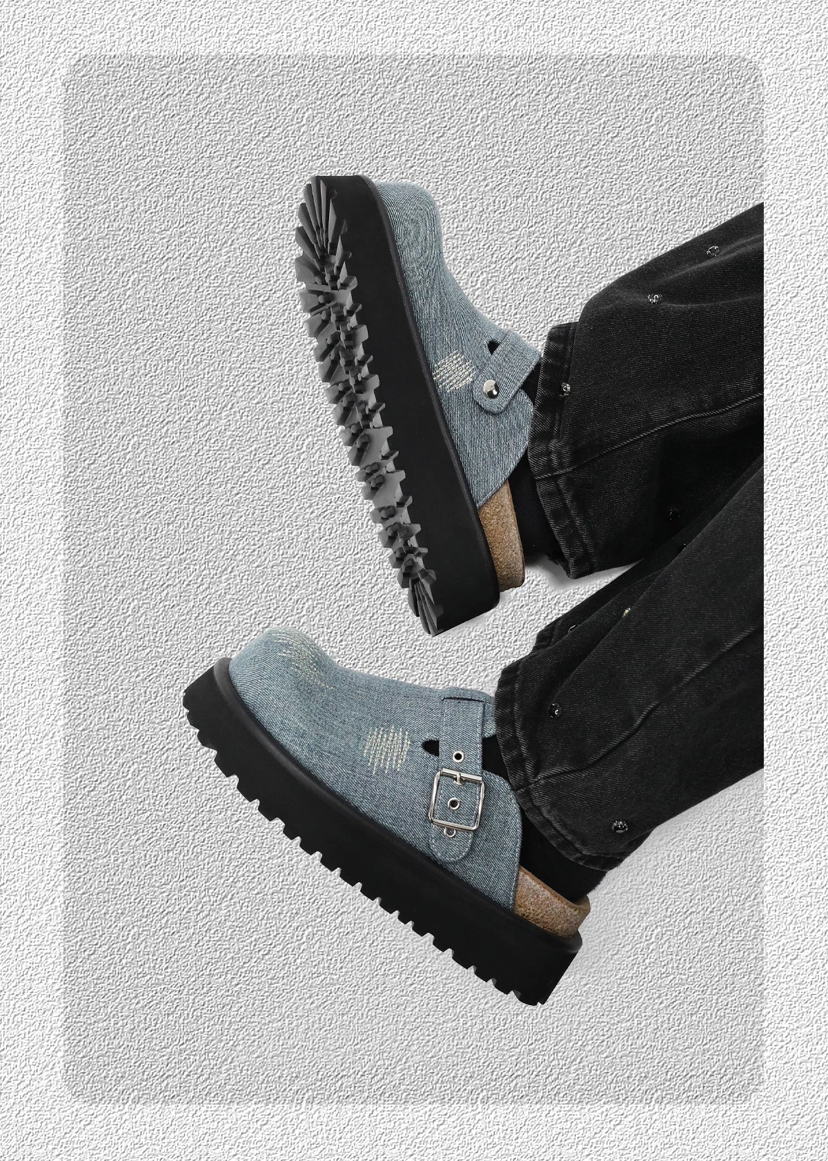 HANQIAORJI Denim Bag Head Platform Heightening Birkenstocks