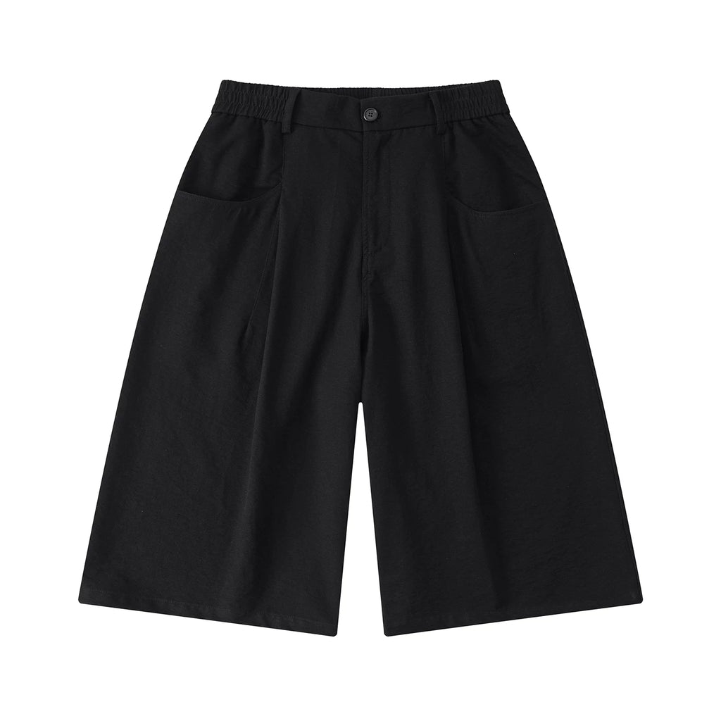 LR MADE Pleated Simple Seven-point Shorts