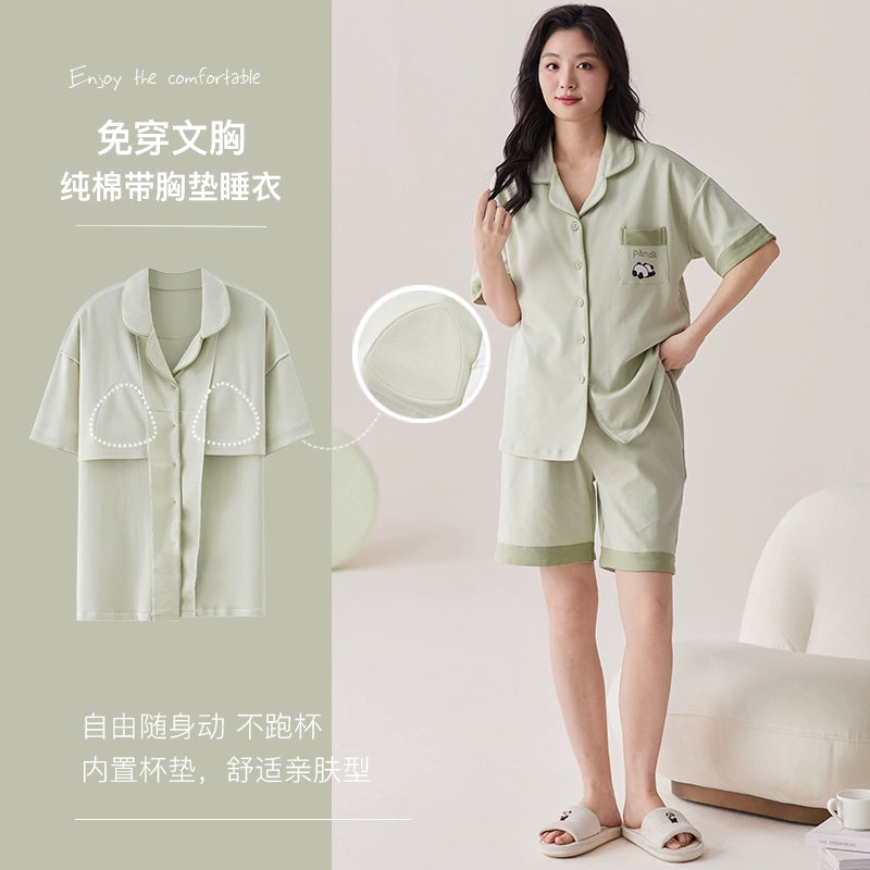 Urban Butterfly with Chest Pad Long Sleeve Three-piece Set Loungewear