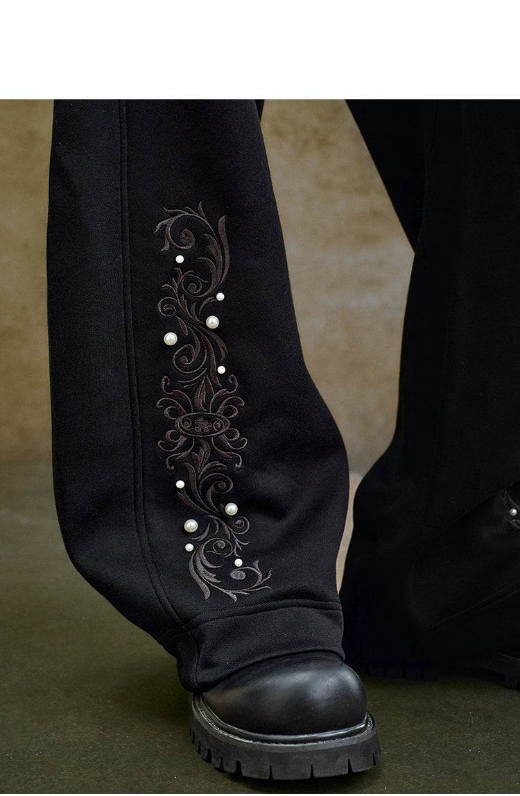 YADcrew Vintage Casual Pearl Scimitar Sweatpants