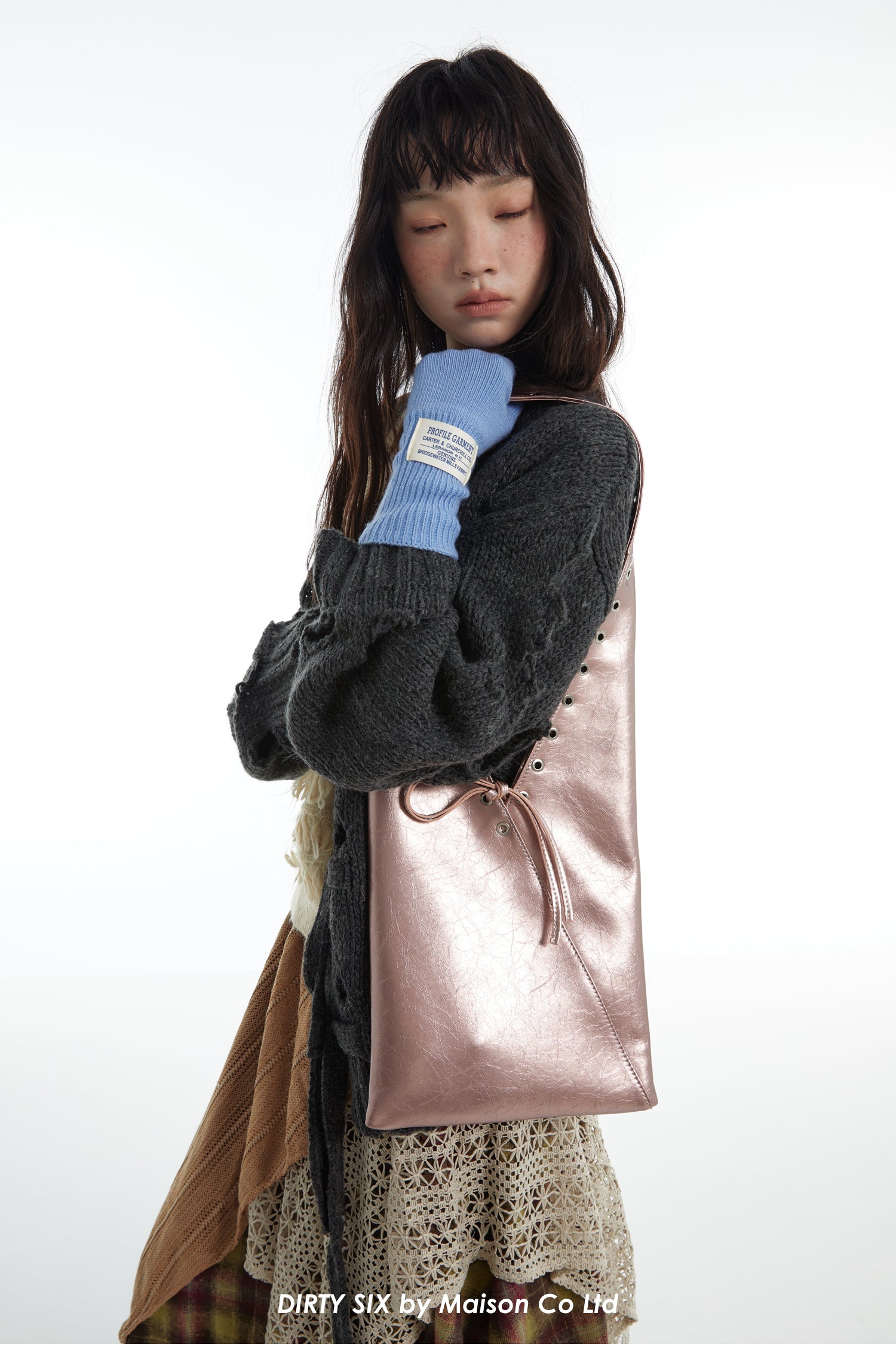 DirtySix Cow Split Leather trotro triangle vaporwave punk bag