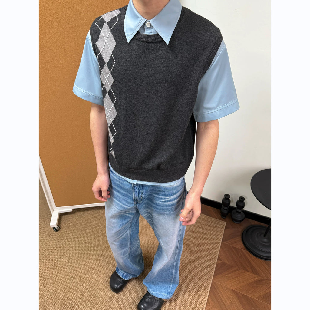 TAICHIISM Casual Knitting Splicing Tee