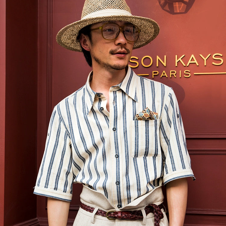 SOARIN Vintage Striped Short Sleeve Shirt