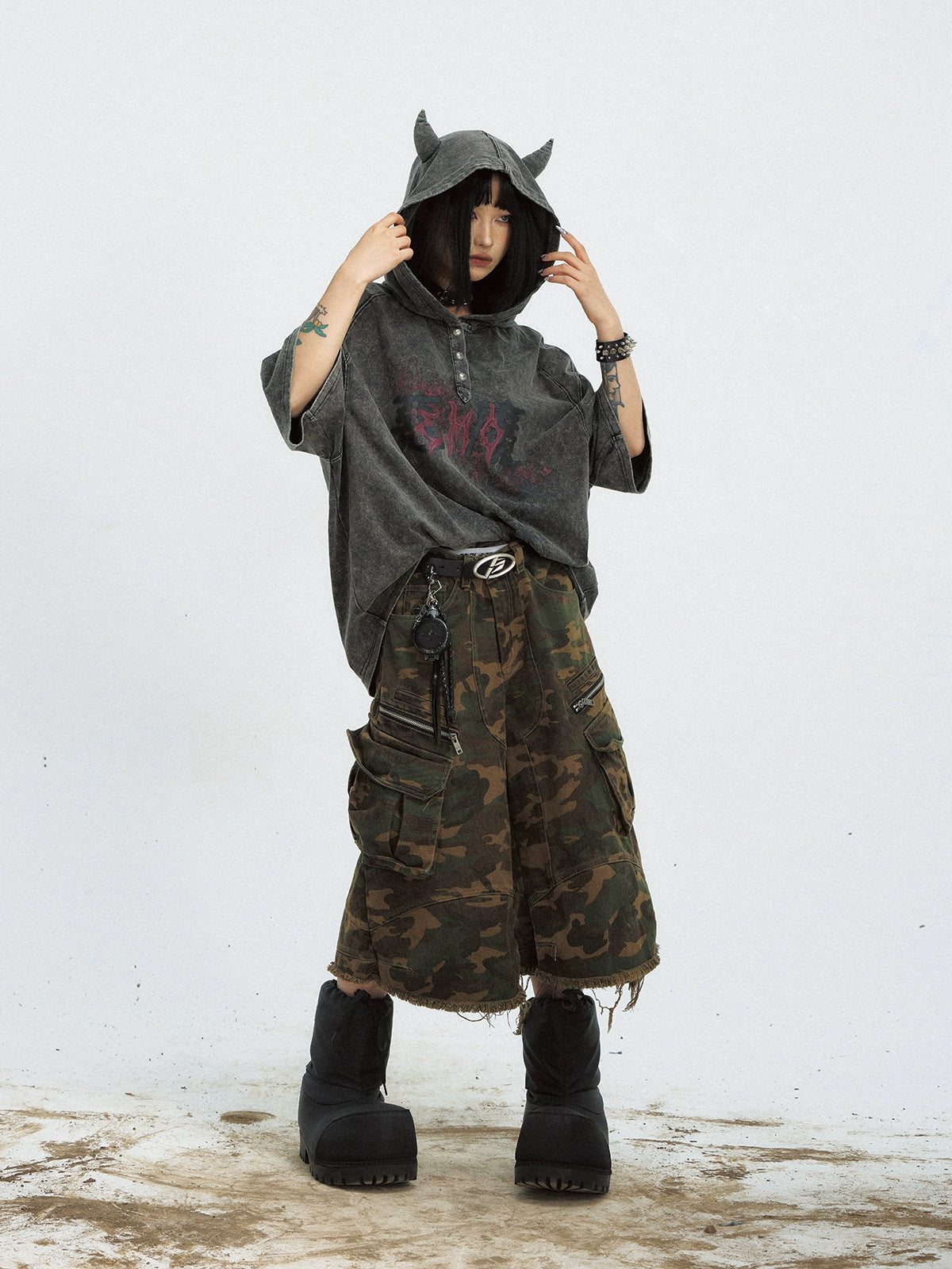 PEOPLESTYLE Diablo Little Devil Made Old Washed Hooded Tee