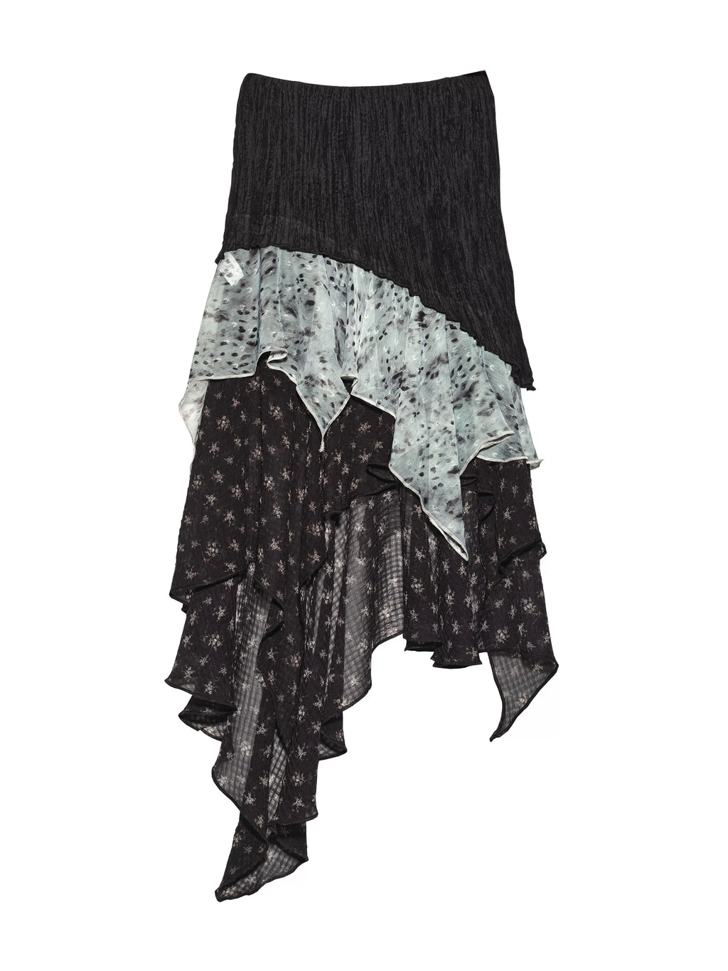 JNYLON Stitching Contrasting Color Irregular Half Skirt