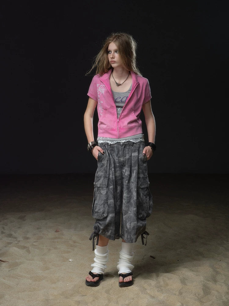 WearAndtear Stand Neck Rivet Short Stacked Tee