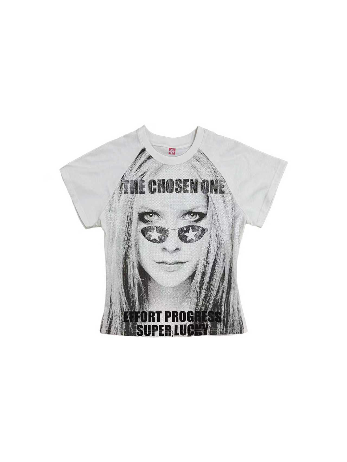 DETW Retro Portrait Slogan Hot Diamond Printing Slim Tee
