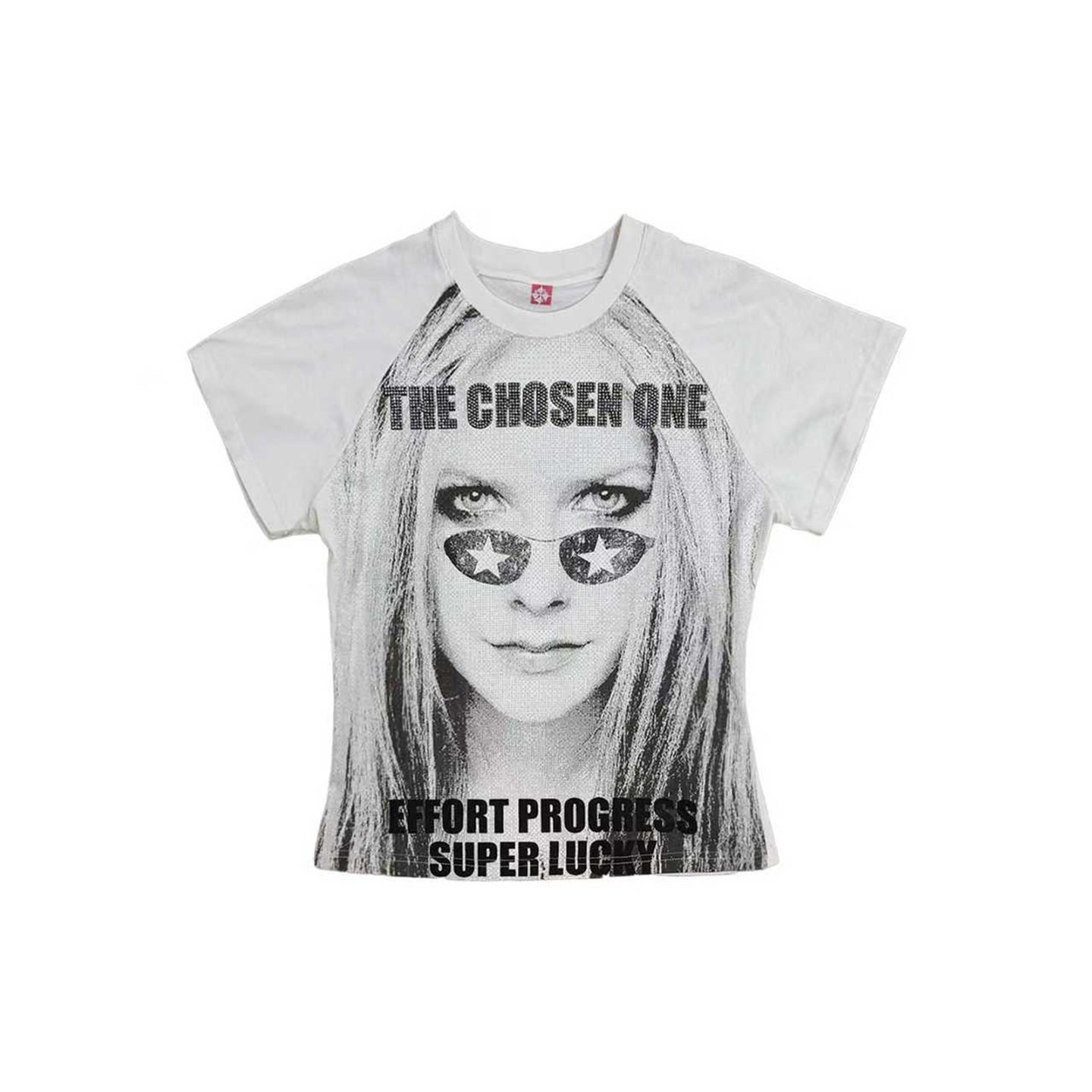 DETW Retro Portrait Slogan Hot Diamond Printing Slim Tee