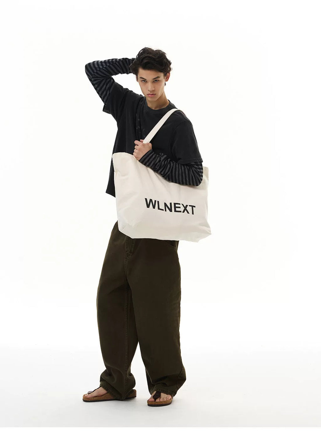 WLNEXT Fake Two-piece Striped Casual Long Sleeve