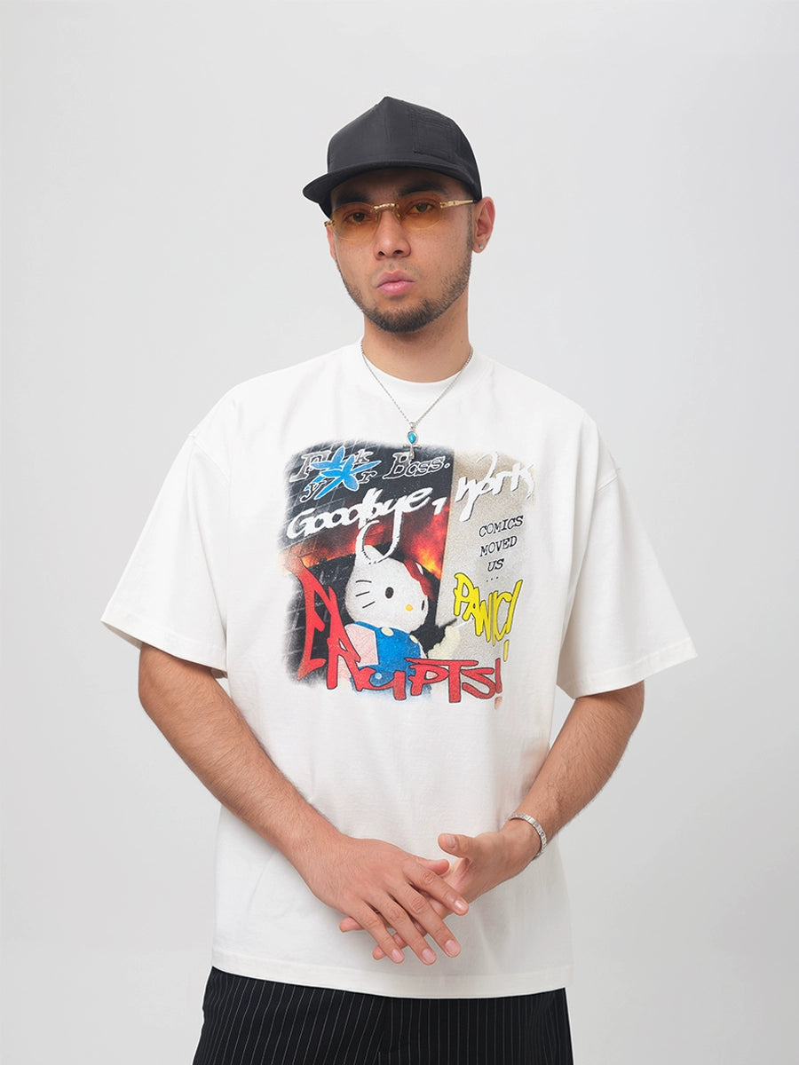 ComicTree Spoof Runaway Kitty Round Neck Tee