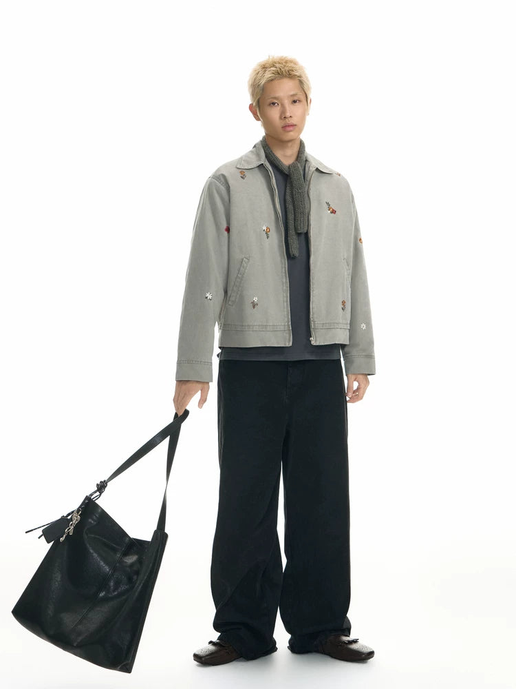 TGNS Small Flower Embroidered Short Tooling Jacket
