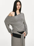 Anna Aneae Slanted Shoulder Sunscreen Casual Lazy Long Sleeves