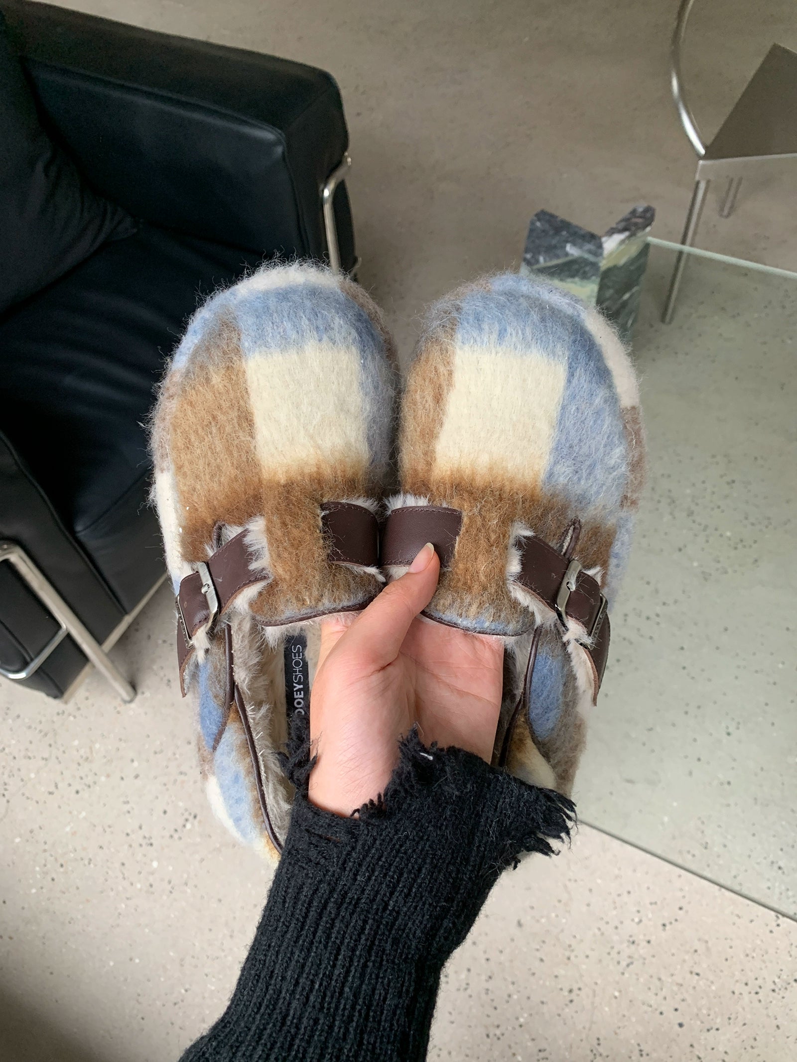 Milooey Thick-soled Velvet One-pedal Fluffy Shoes