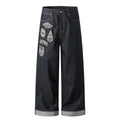 11KN 11 oz Wide-Leg Denim Jeans with Embroidered Patches