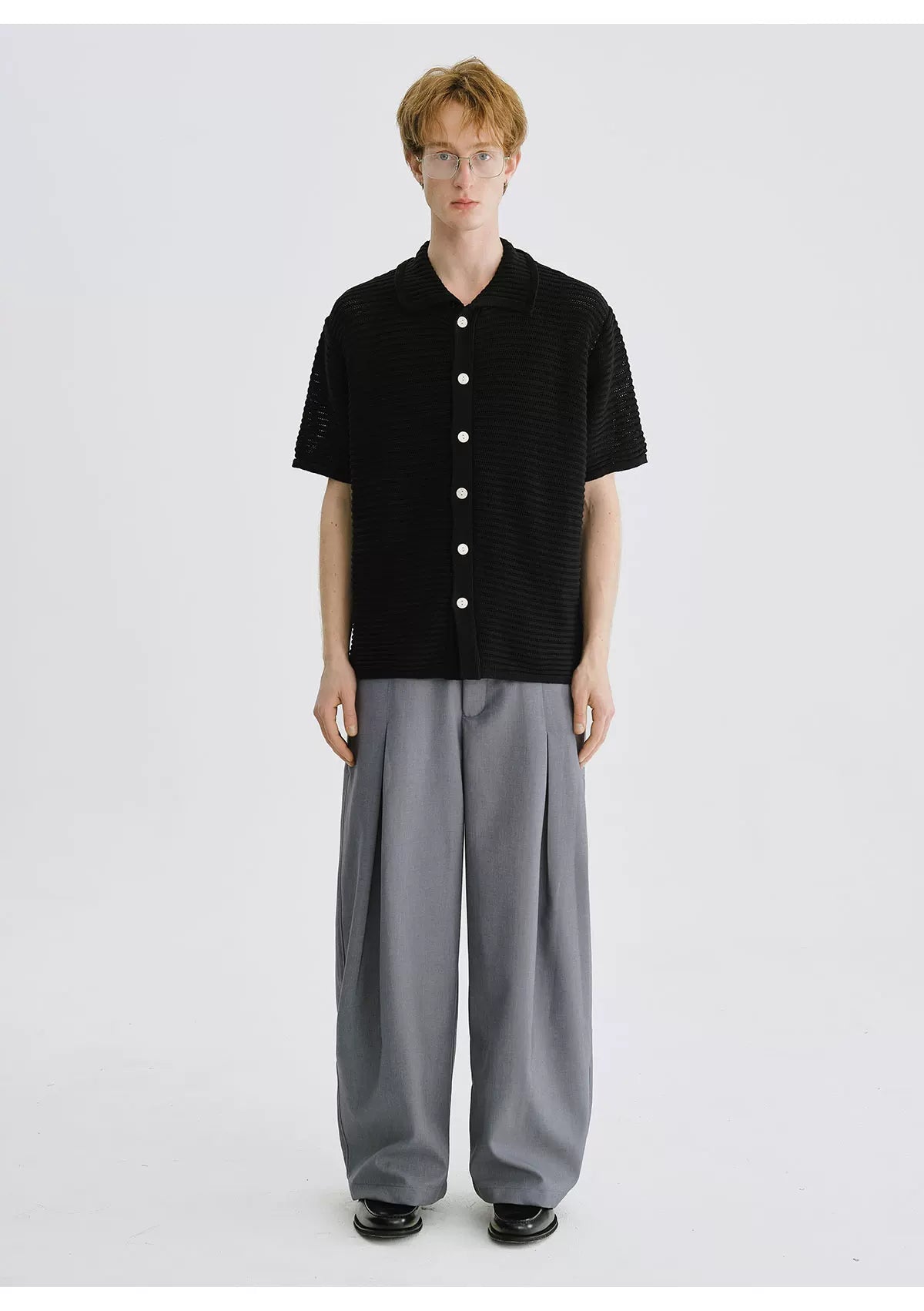 LIVINGTOWN Cutout Versatile Knit Short-sleeve Shirt