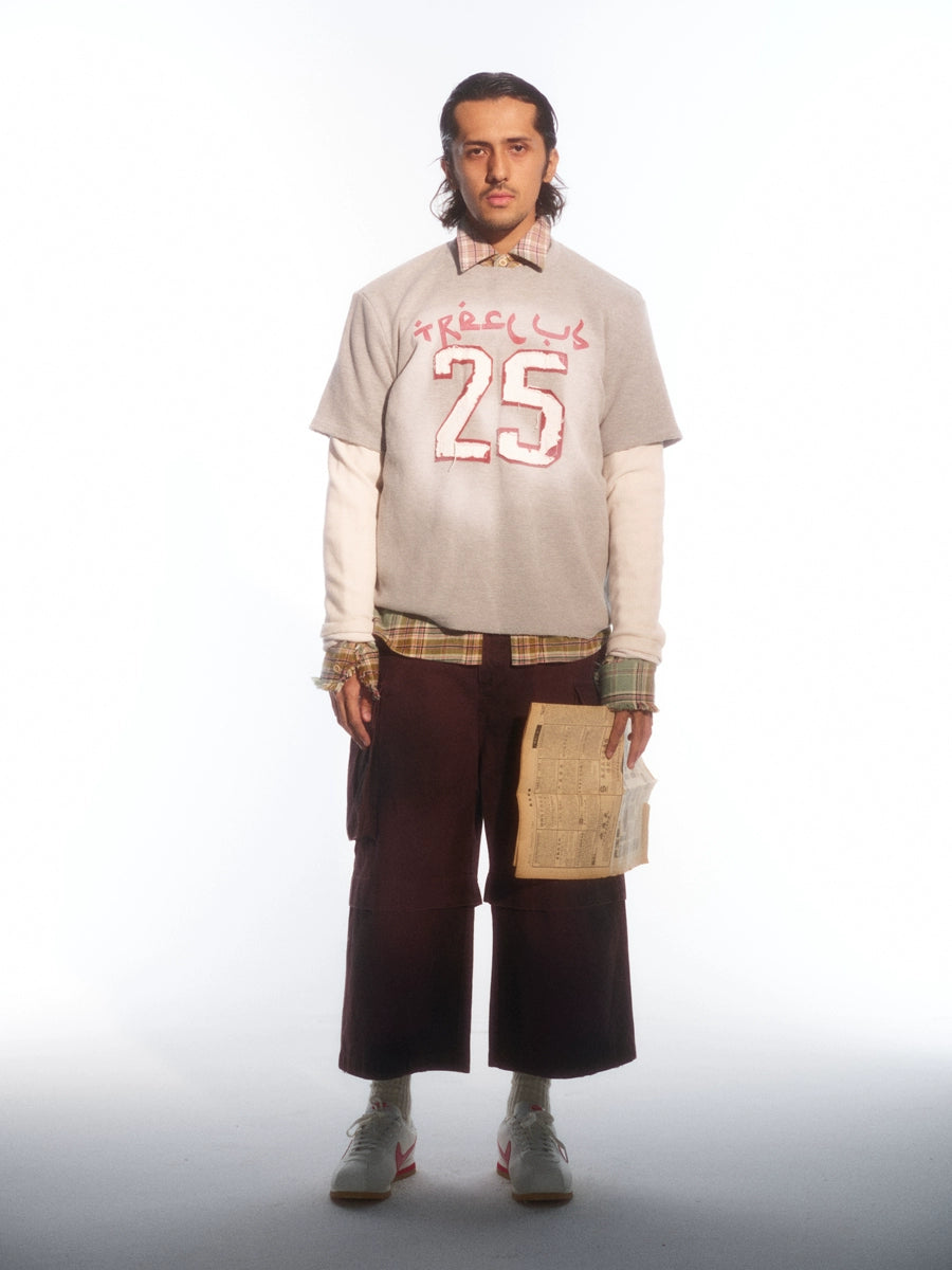 TREclub Fake Two-piece Wash Patch Vintage Long Sleeve