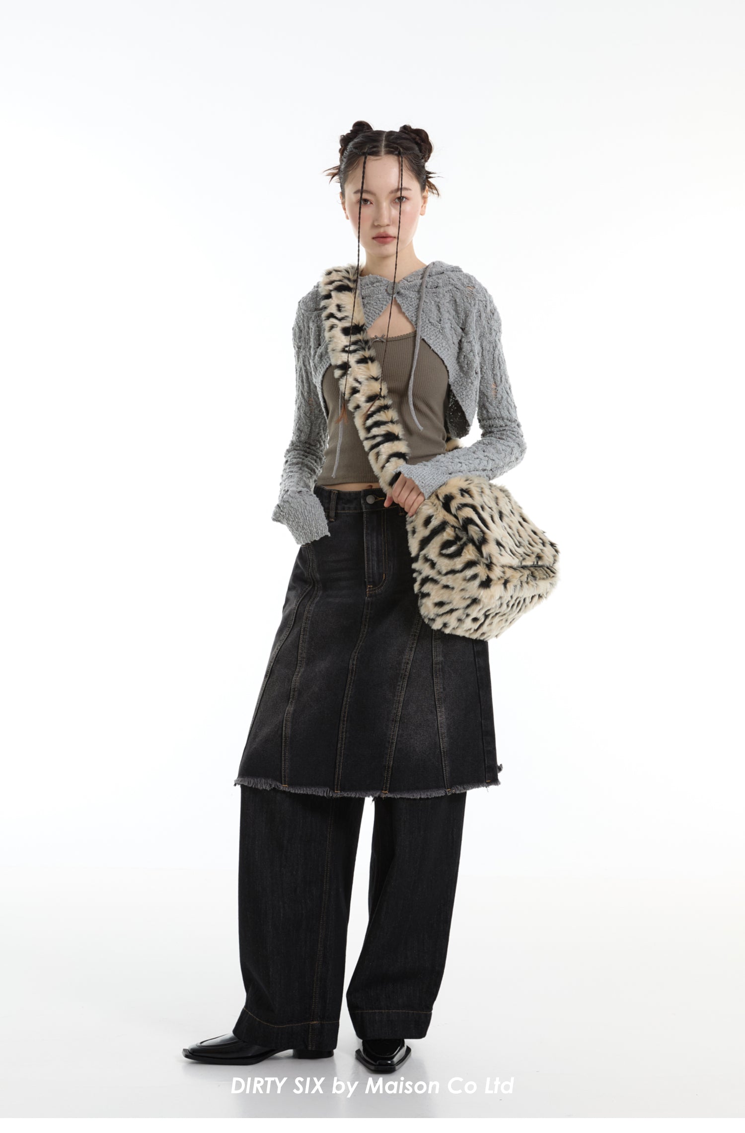 DirtySix spotted leopard flip square bag
