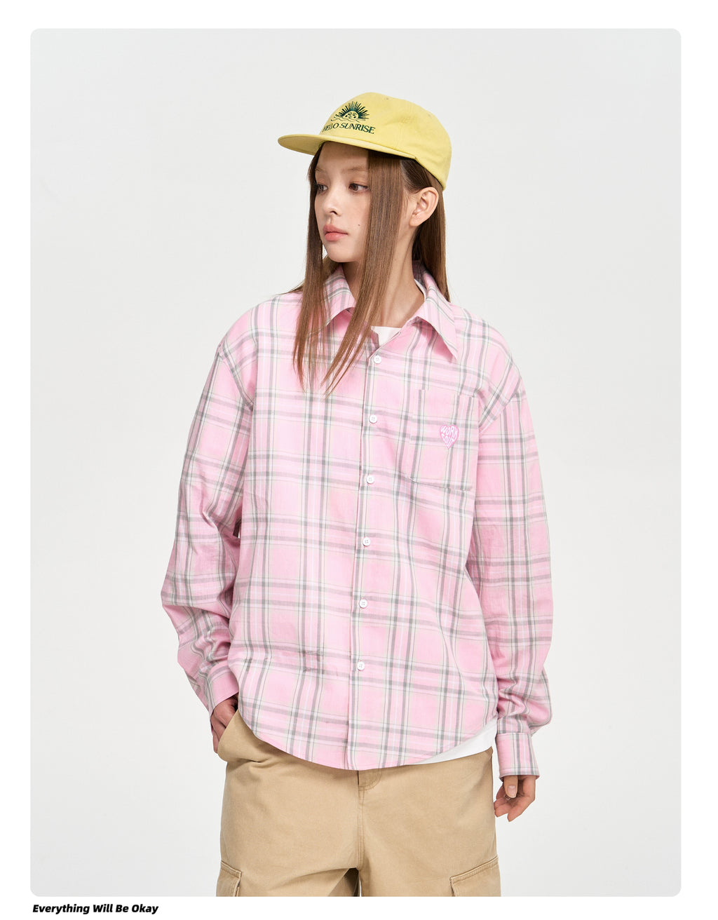 NICEBAD Contrasting Plaid Light Long-sleeved Shirt