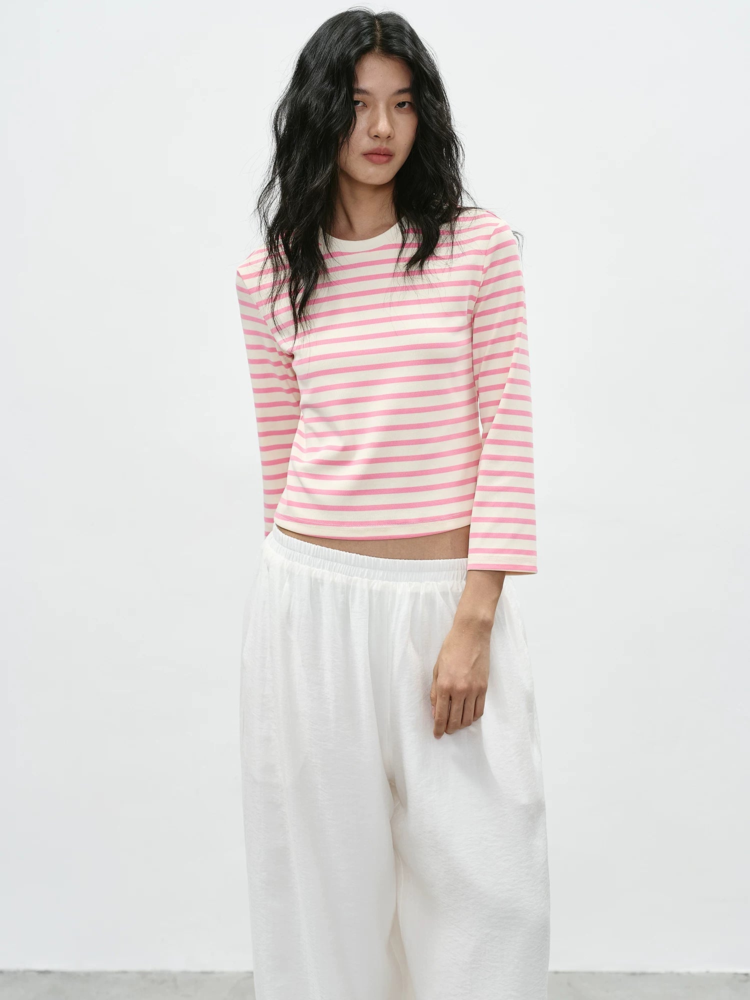 EIGHTHMONTH Striped Short Casual Long Sleeve