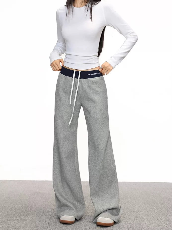Cherry Melody High Waist Drawstring Casual Micro-pull Pants