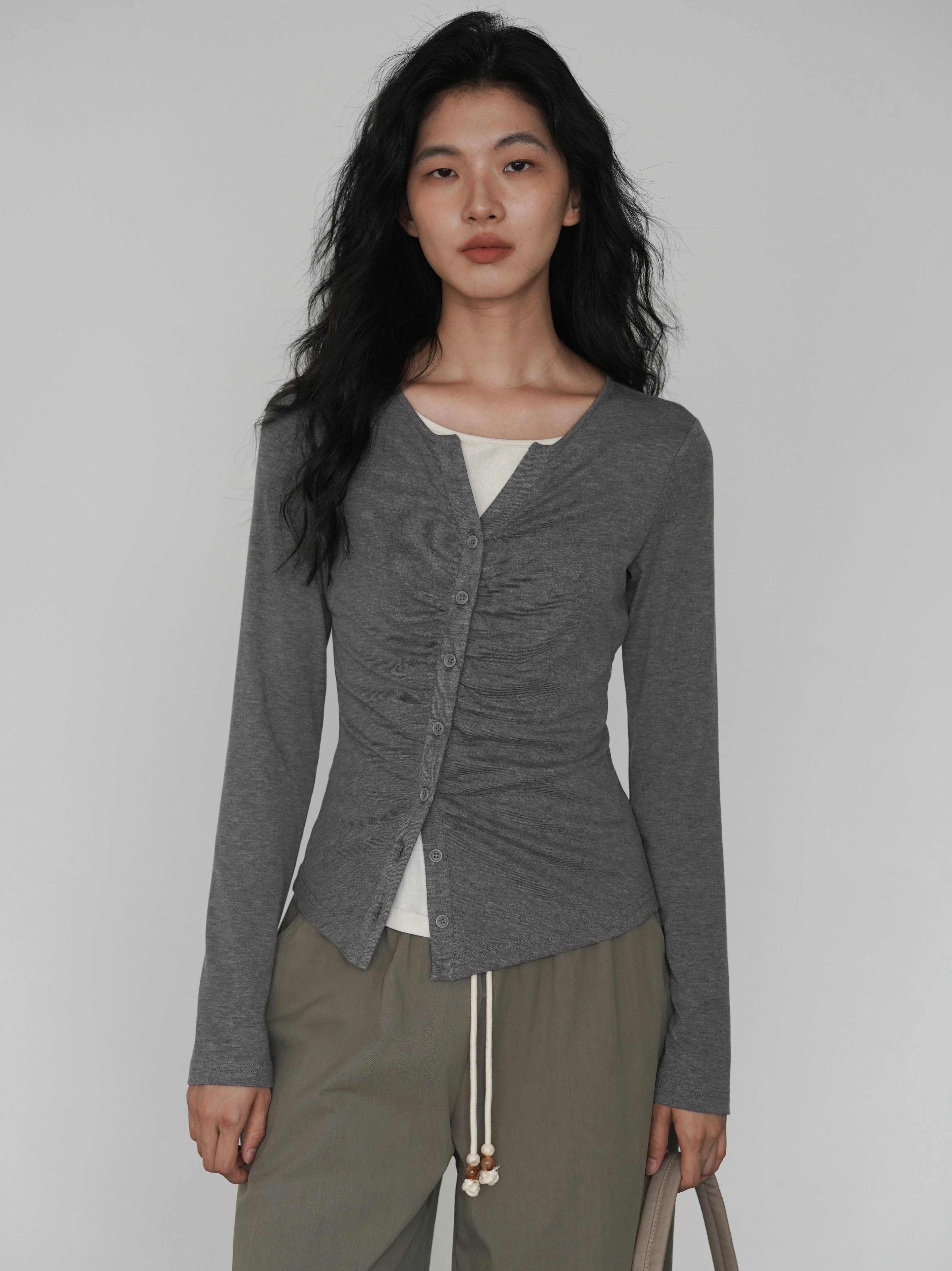 EIGHTHMONTH Fake Two-piece Slim-fit Pleated Waist Long Sleeve