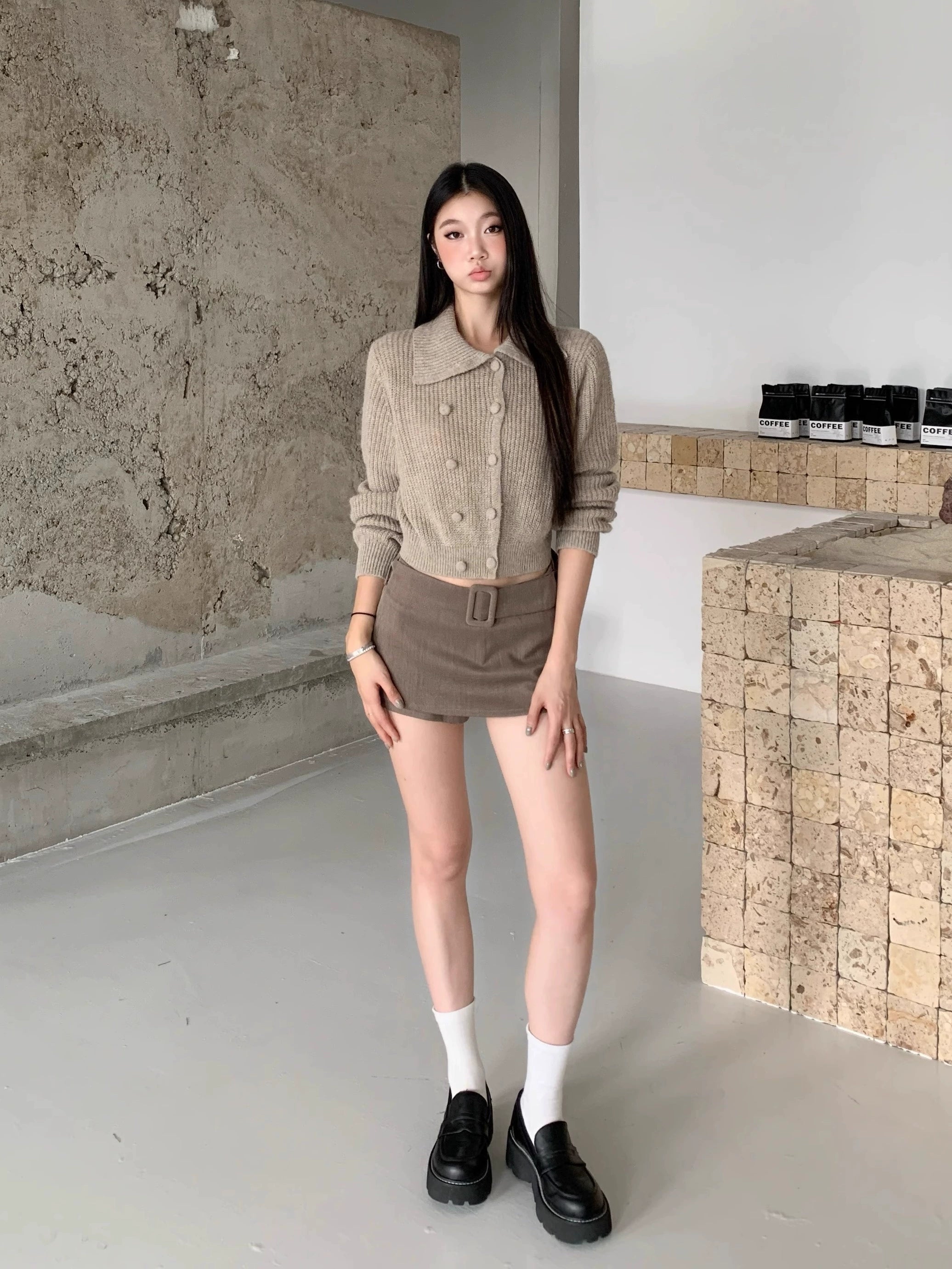 WITHMIN Skinny Casual Versatile Short Cardigan