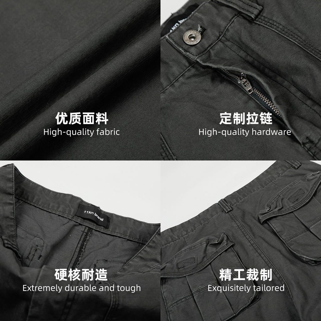 11KN wide-leg washed pure cotton old retro pants