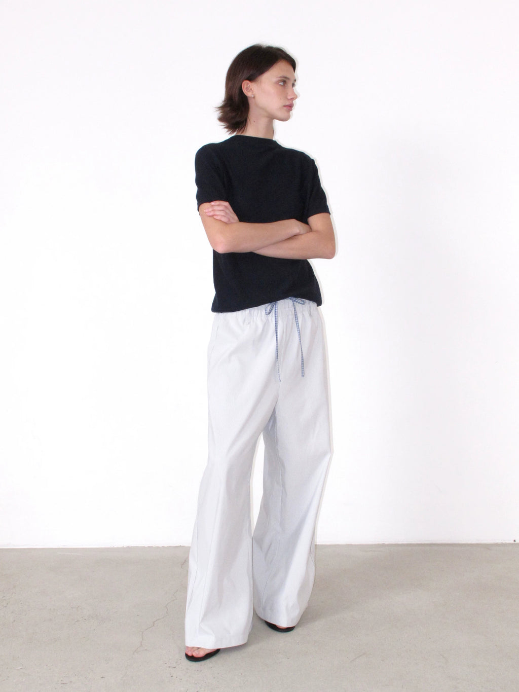 NOT UGLY Double Waist Lazy Striped Casual Pants